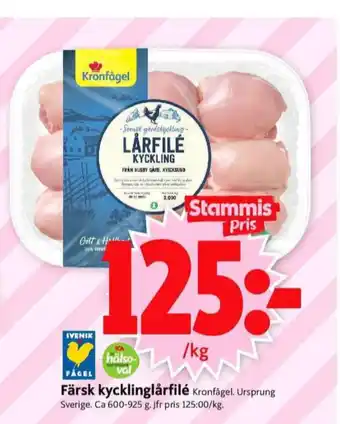 ICA Supermarket Kronfågel kycklinglårfile erbjuda