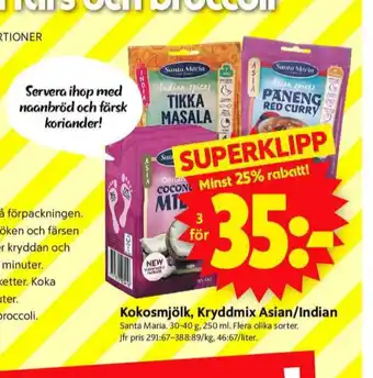 ICA Supermarket Santa maria kokosmjölk erbjuda