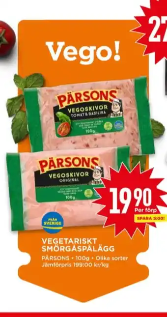 Willys Pärsons vegetarpålägg erbjuda