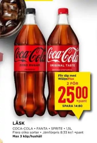 Willys Coca cola läskedryck erbjuda