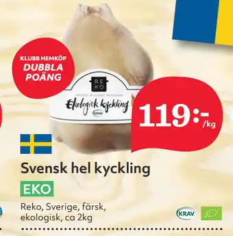 Hemköp Svensk hel kyckling erbjuda