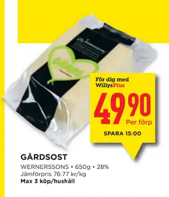 Willys Gårdsost erbjuda