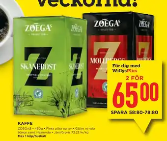 Willys Kaffe erbjuda