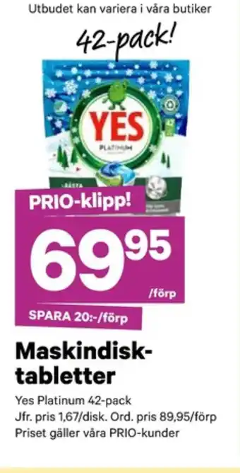 City Gross Yes diskmaskintabs erbjuda