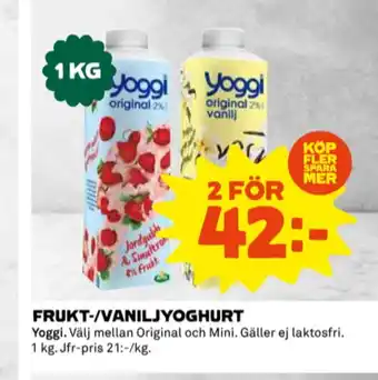 Coop Yoggi yoghurt erbjuda