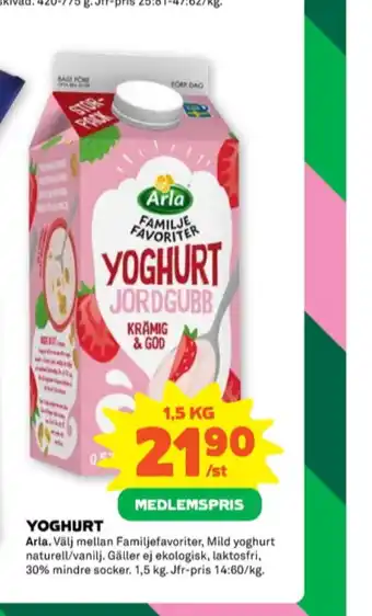 Stora Coop Arla yoghurt erbjuda