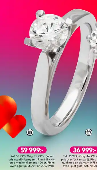 Albrekts Guld Ring i 18k vitt guld med en diamant 1,00 ct erbjuda