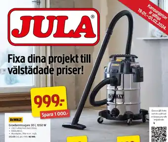 Jula Grovdammsugare 30 l, 1050 w erbjuda