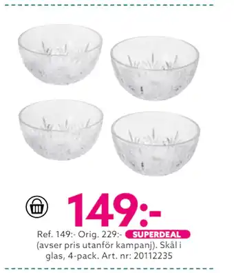 Skål i glas, 4-pack