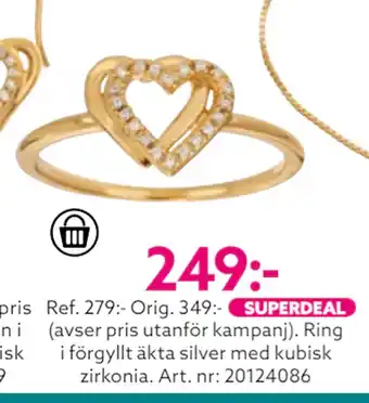 Albrekts Guld Ring i förgyllt äkta silver med kubisk zirkonia erbjuda