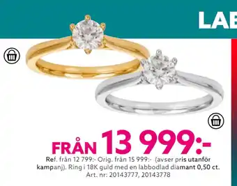 Albrekts Guld Ring i 18k guld med en labbodlad diamant erbjuda