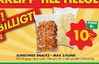 ÖoB Sundlings snacks – max 3/kund erbjuda