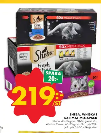 ÖoB Sheba, whiskas kattmat megapack erbjuda