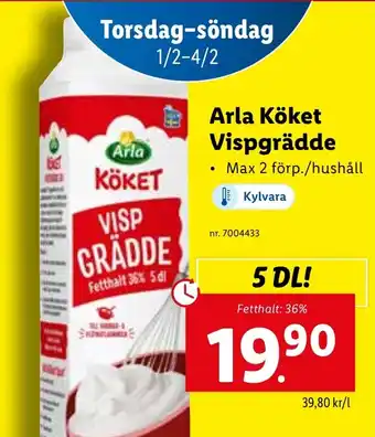 Lidl Arla Köket Vispgrädde erbjuda