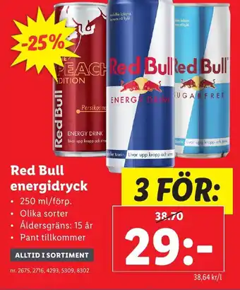 Lidl Red Bull energidryck erbjuda