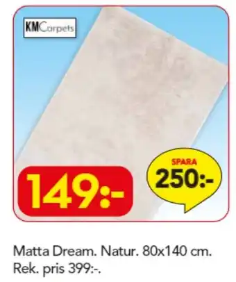 Bo Ohlsson Matta Dream. Natur. 80x140 cm erbjuda