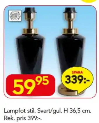 Bo Ohlsson Lampfot stil. Svart/gul. H 36,5 cm erbjuda