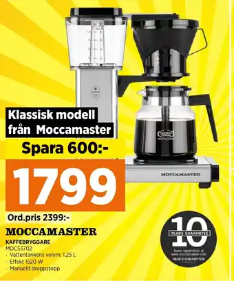 Power MOCCAMASTER KAFFEBRYGGARE erbjuda