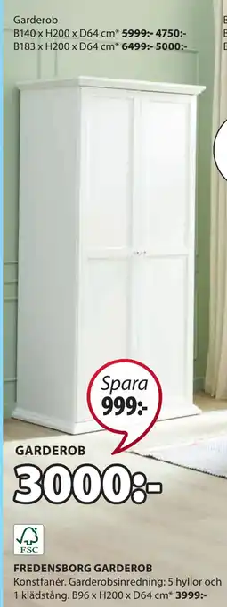 JYSK FREDENSBORG GARDEROB erbjuda