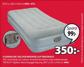 JYSK FLENDALEN/ VELOUR MIDRISE LUFTMADRASS erbjuda