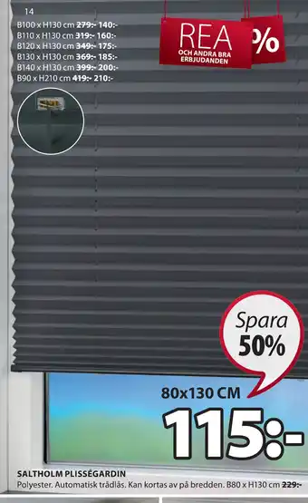 JYSK SALTHOLM PLISSÉGARDIN erbjuda