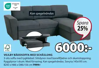 JYSK VEJLBY BÄDDSOFFA MED SCHÄSLONG erbjuda
