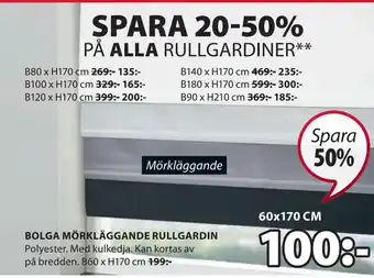 JYSK BOLGA MÖRKLÄGGANDE RULLGARDIN erbjuda