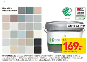 Rusta Nyans Matt väggfärg erbjuda