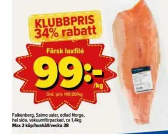 Östenssons Falkenberg Färsk laxfilé 1,4kg erbjuda