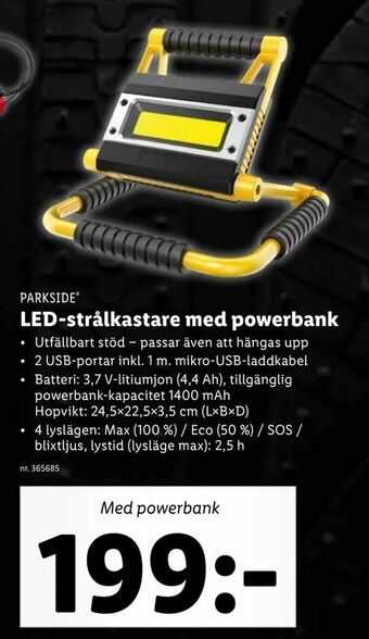 Lidl LED-strålkastare med powerbank erbjuda