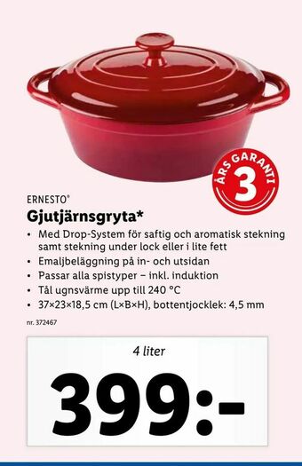 Lidl Gjutjärnsgryta erbjuda