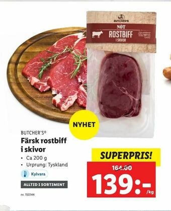 Färsk rostbiff i skivor