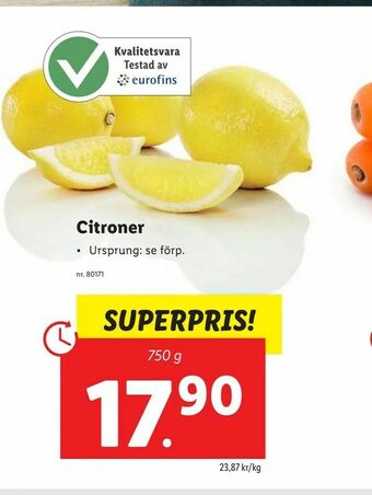 Lidl Citroner erbjuda