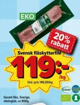 Östenssons Garant Eko Svensk fläskytterfilé 800g erbjuda