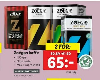 Lidl Zoégas kaffe erbjuda