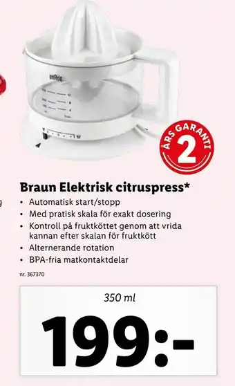 Lidl Braun Elektrisk citruspress erbjuda