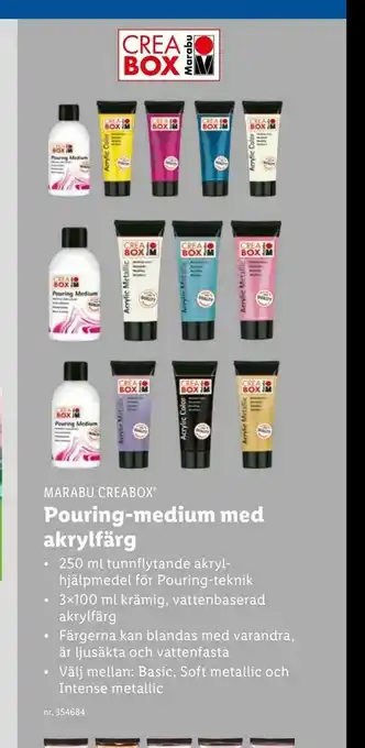Lidl Pouring-medium med akrylfärg erbjuda