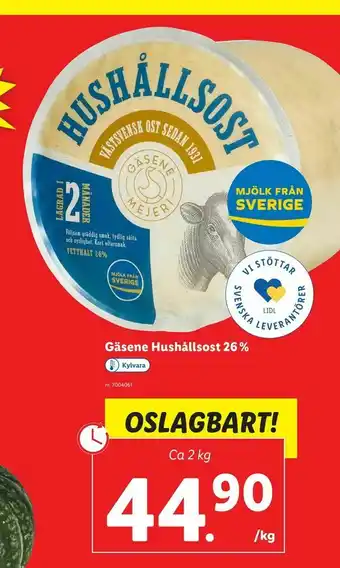 Lidl Gäsene Hushållsost 26 % erbjuda