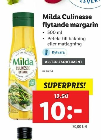 Lidl Milda Culinesse flytande margarin erbjuda