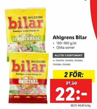 Lidl Ahlgrens Bilar erbjuda