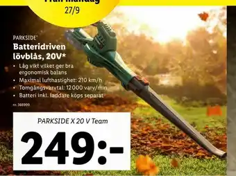 Lidl Batteridriven lövblås, 20V erbjuda