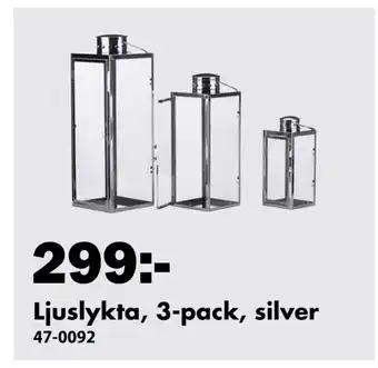 Ljuslykta, 3-pack, silver