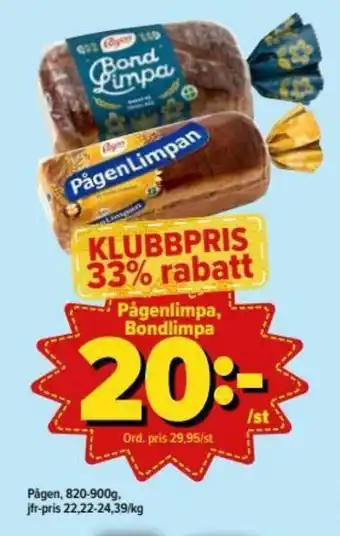 Östenssons Pågen Pågenlimpa, Bondlimpa 820-900g erbjuda