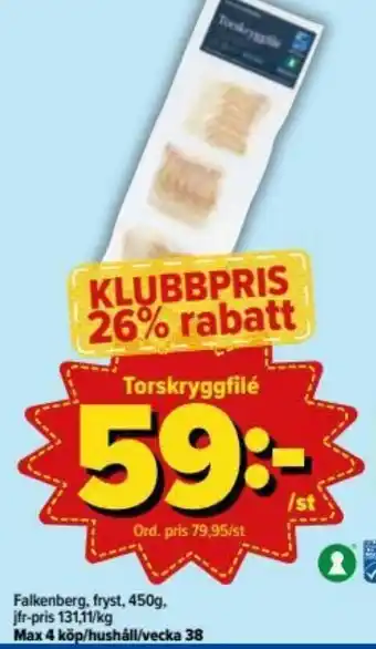 Östenssons Falkenberg Torskryggfilé 450g erbjuda