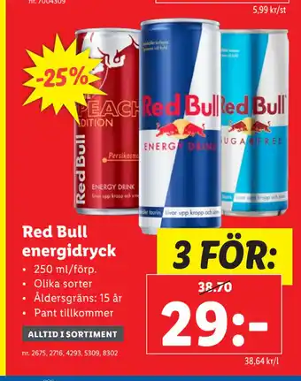 Lidl Red Bull energidryck erbjuda