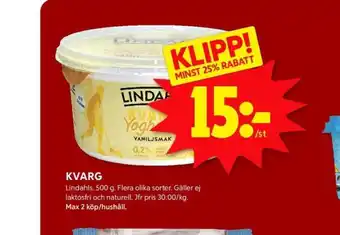 ICA Kvantum Lindahls kvarg erbjuda