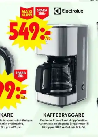 ICA Maxi Electrolux kaffebryggare erbjuda