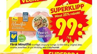 ICA Supermarket Kronfågel minutfilé erbjuda
