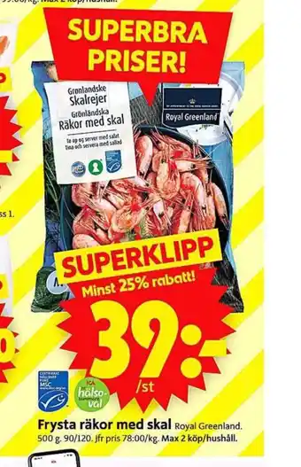 ICA Supermarket Royal greenland räkor med skal erbjuda