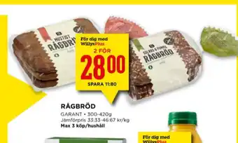 Willys Mustigt rågbröd erbjuda